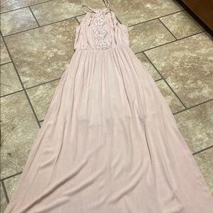 Blush Rayon/Crochet Lace Small Sleeveless Maxi Dress